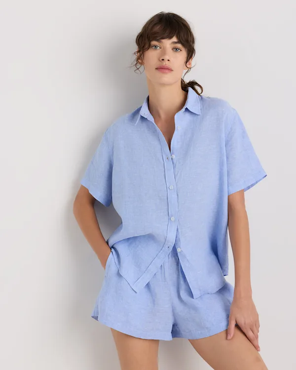 100% European Linen Shorts Pajama Set