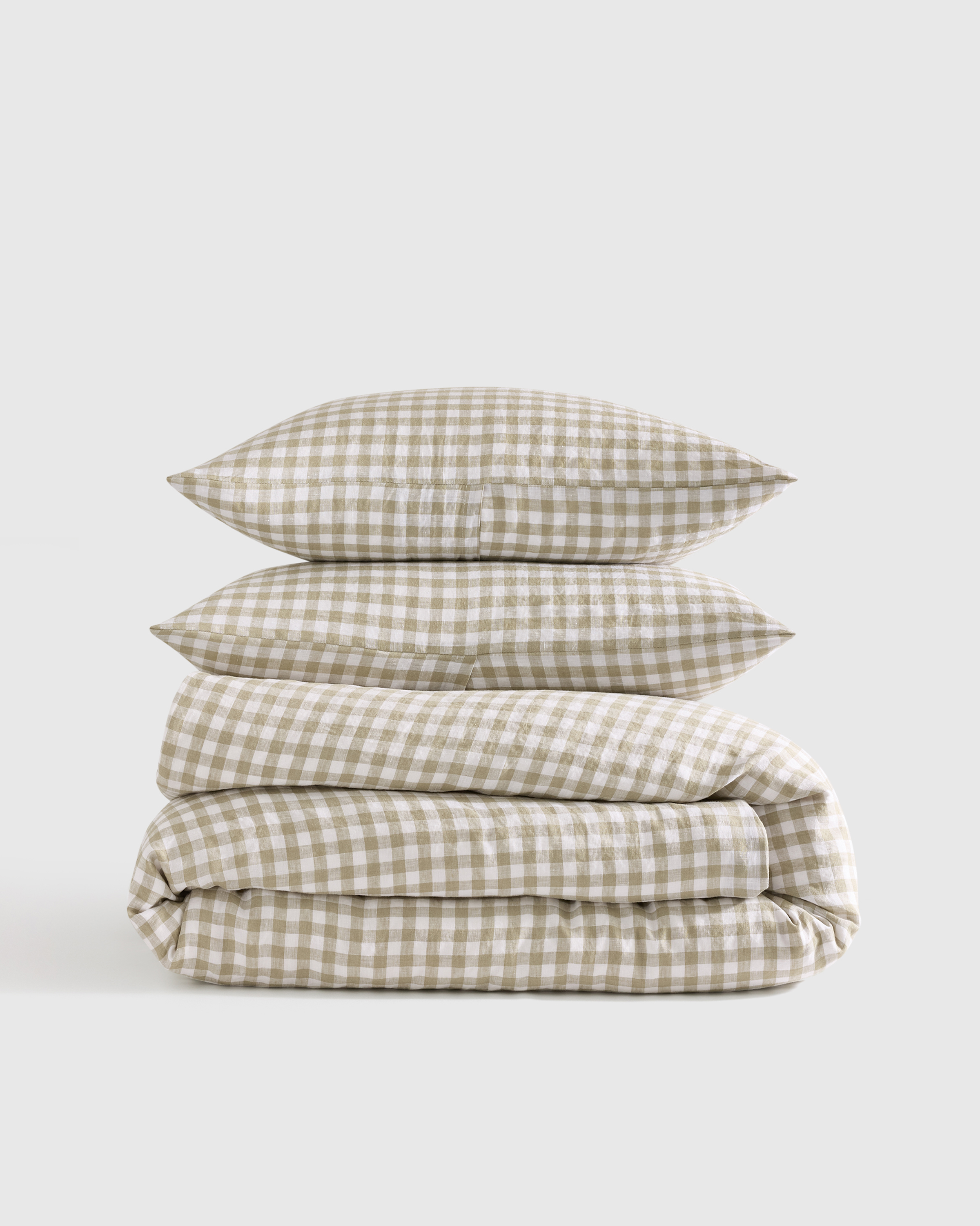European Linen Gingham Duvet Cover Set