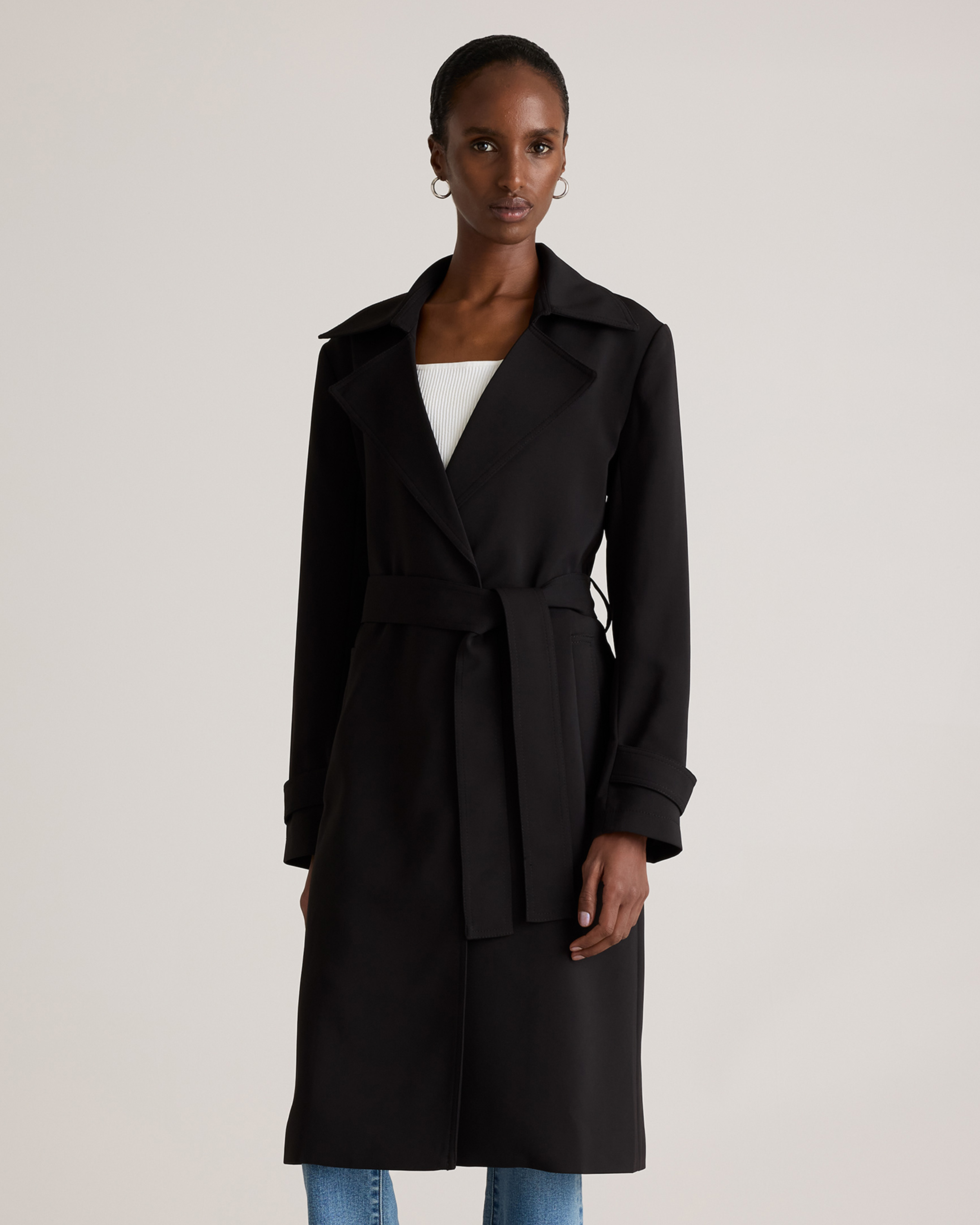 Stretch Crepe Trench Coat