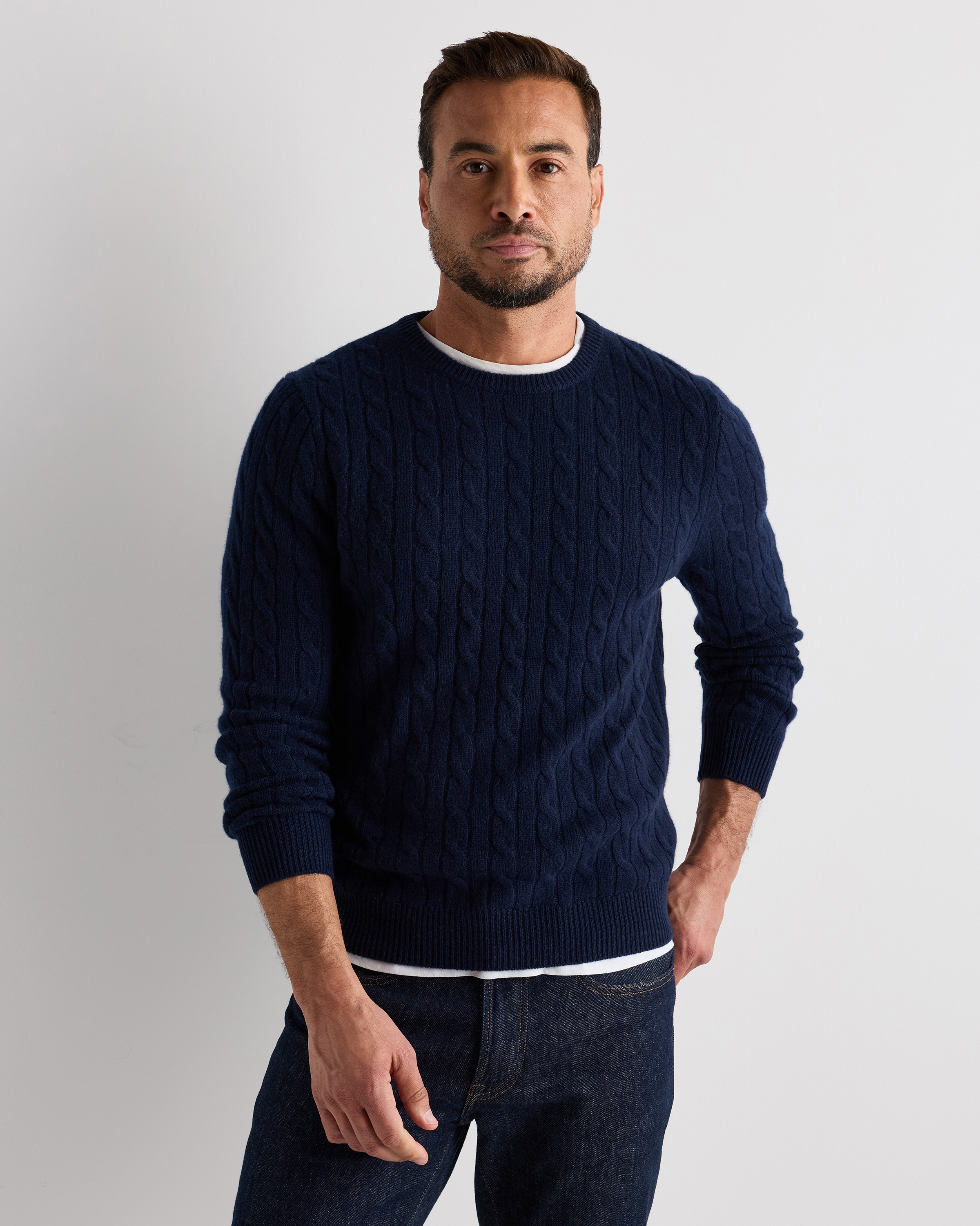 Mongolian Cashmere Classic Cable Crewneck Sweater