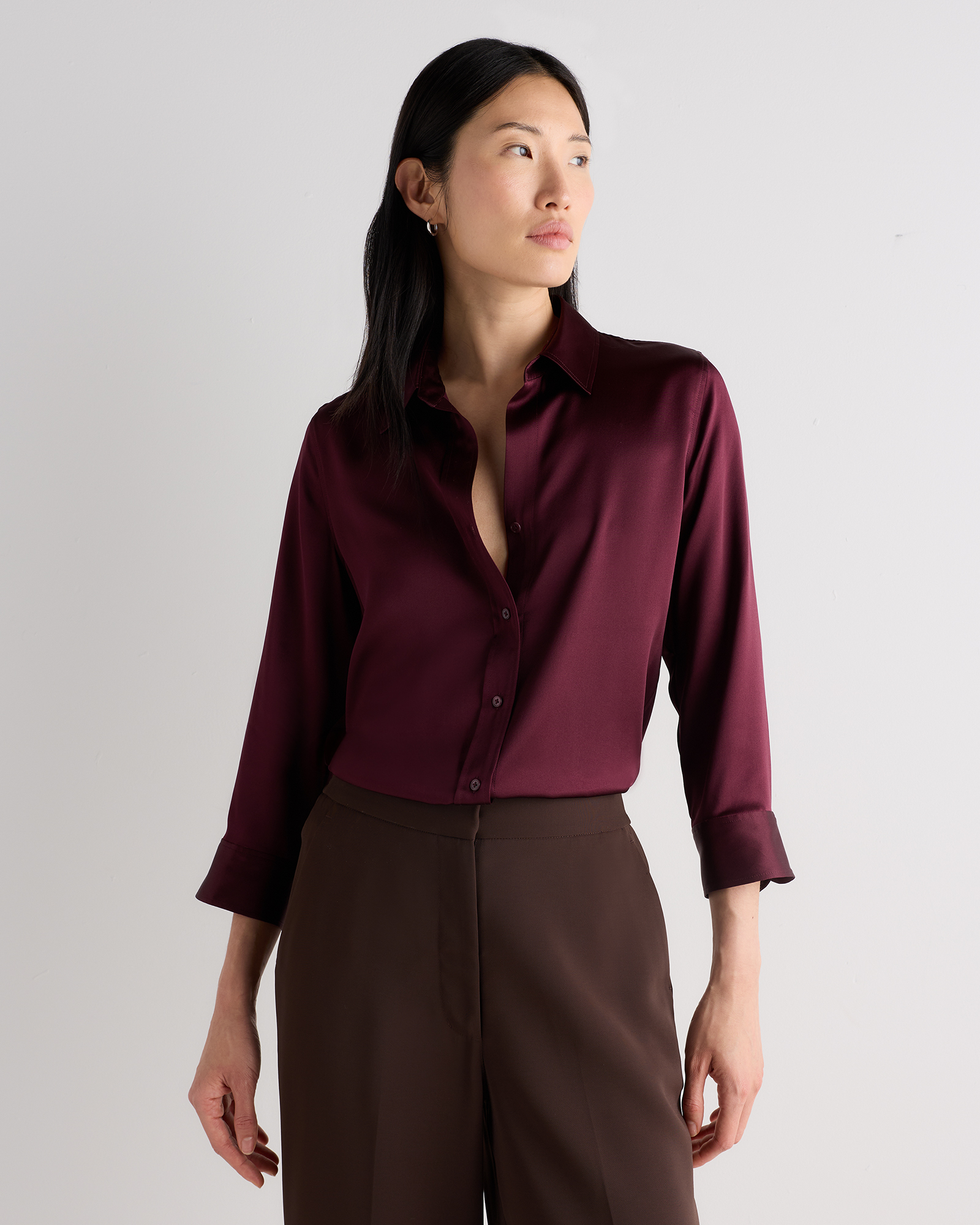 100% Washable Silk Three-Quarter Sleeve Shirt