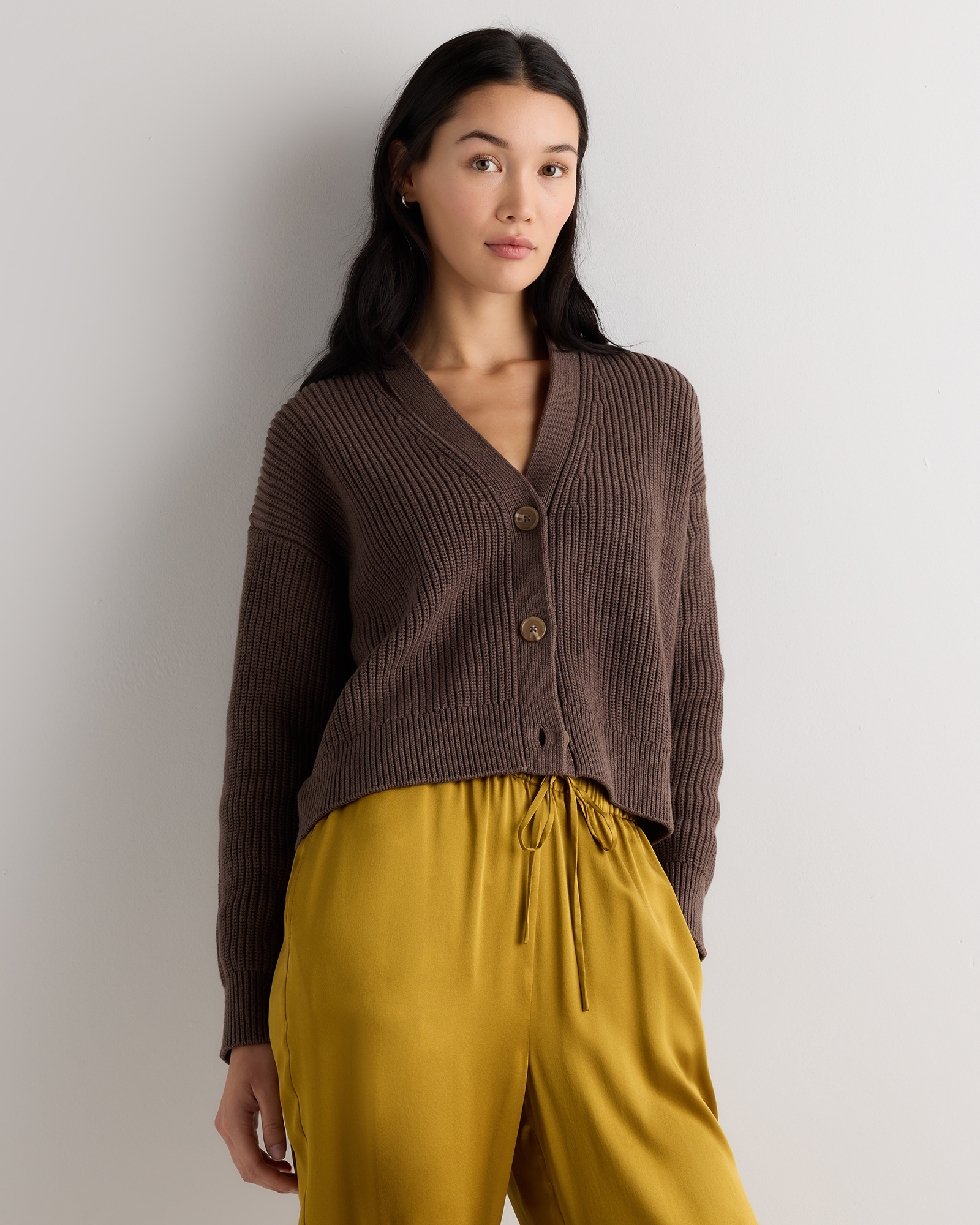 100% Organic Cotton Fisherman Boxy Cropped Cardigan