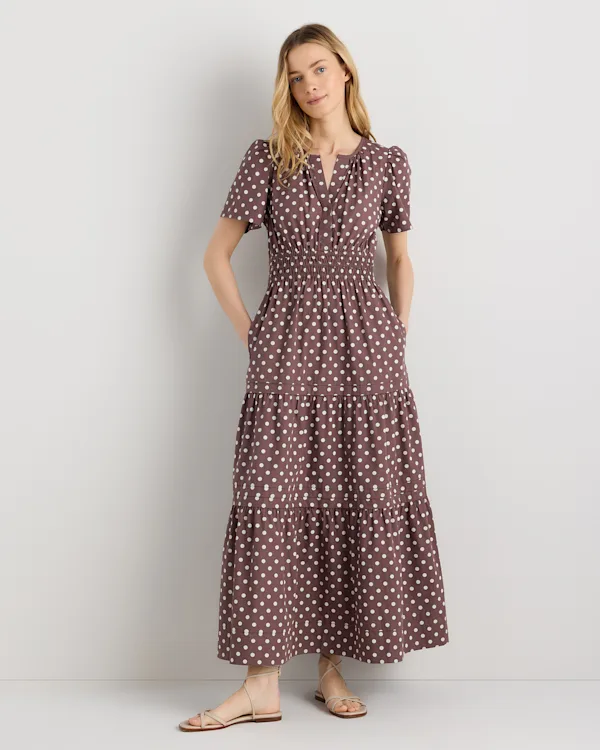 100% Organic Cotton Poplin Tiered Maxi Dress