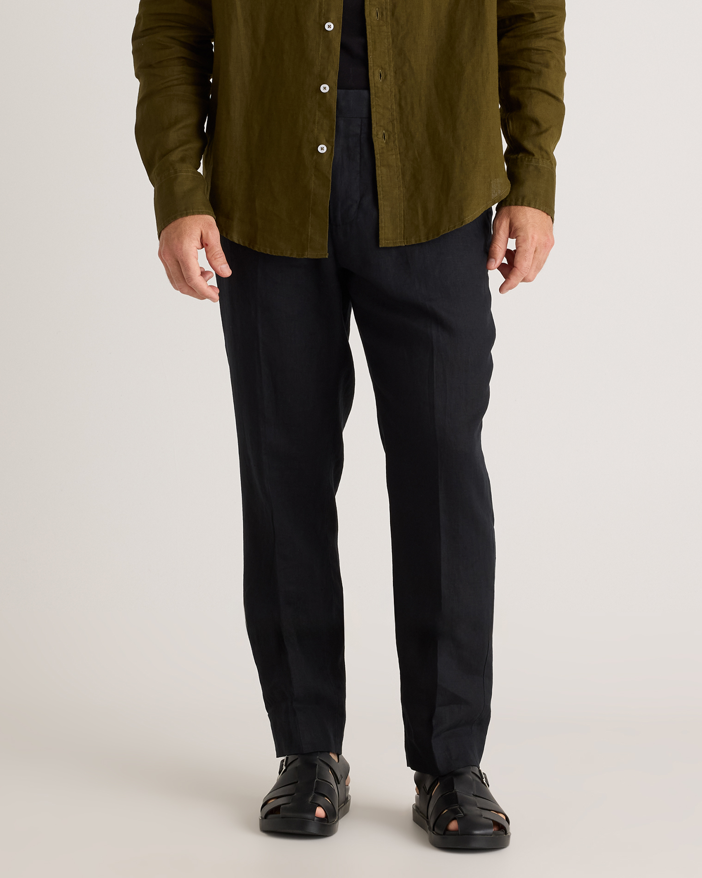 Quince Men's 100% European Linen Dress Pants In Black