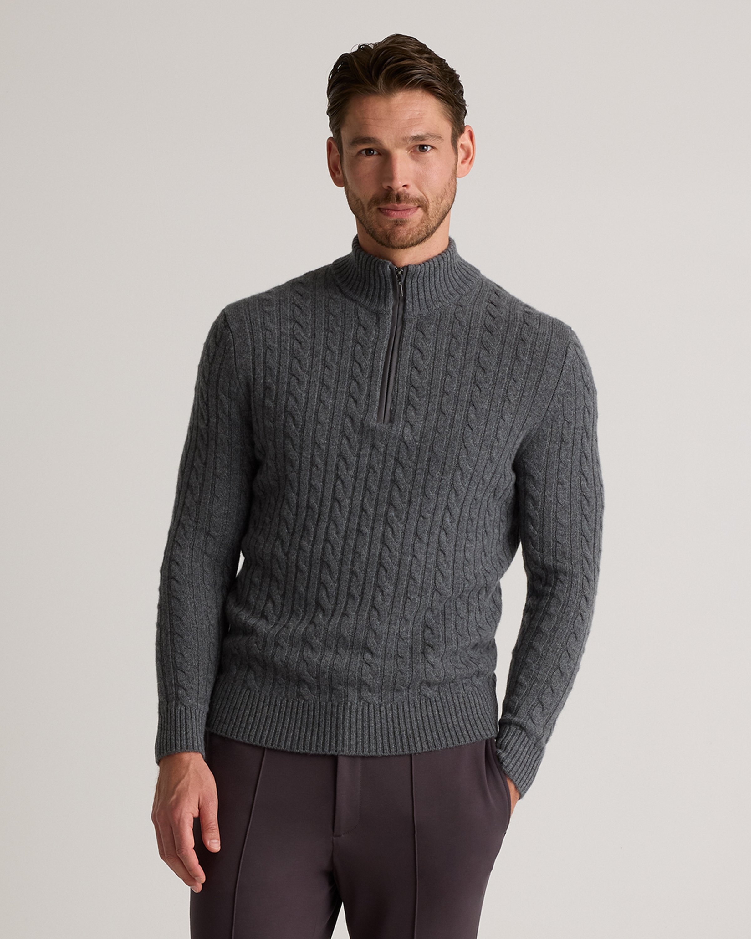 Luxe Baby Cashmere Cable Quarter Zip Sweater