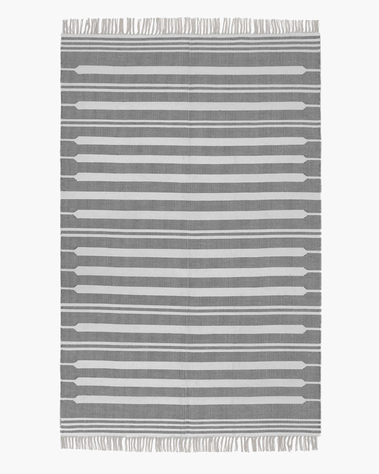 Beck Stripe Wool Kilim Rug - Natural Grey