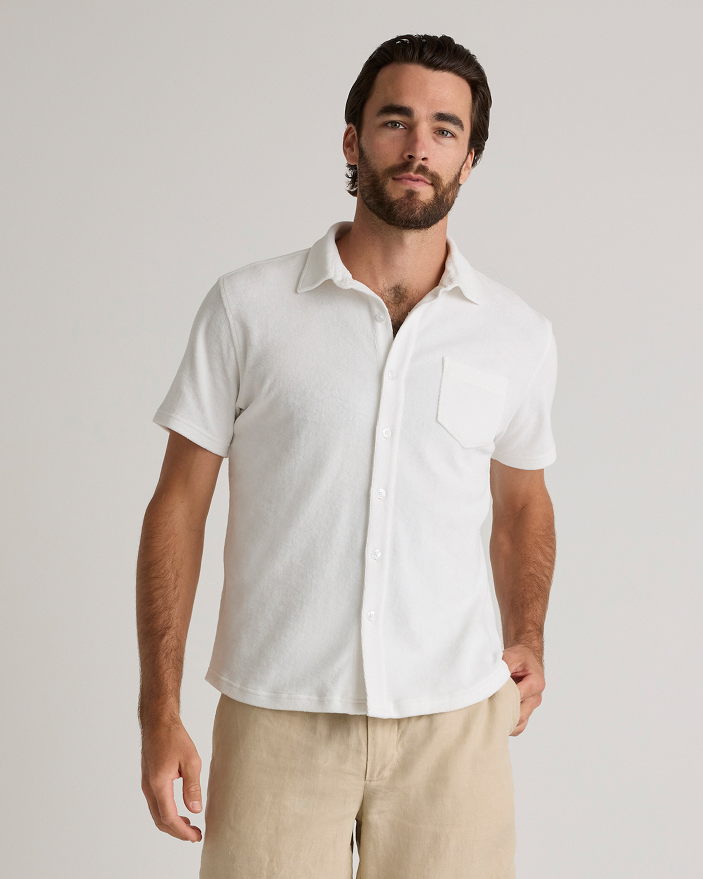 100% Organic Cotton Terry Towel Button Down Polo