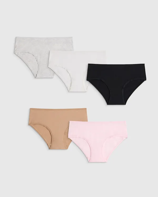 Girls Organic Cotton Hipster Solid 5-Pack 