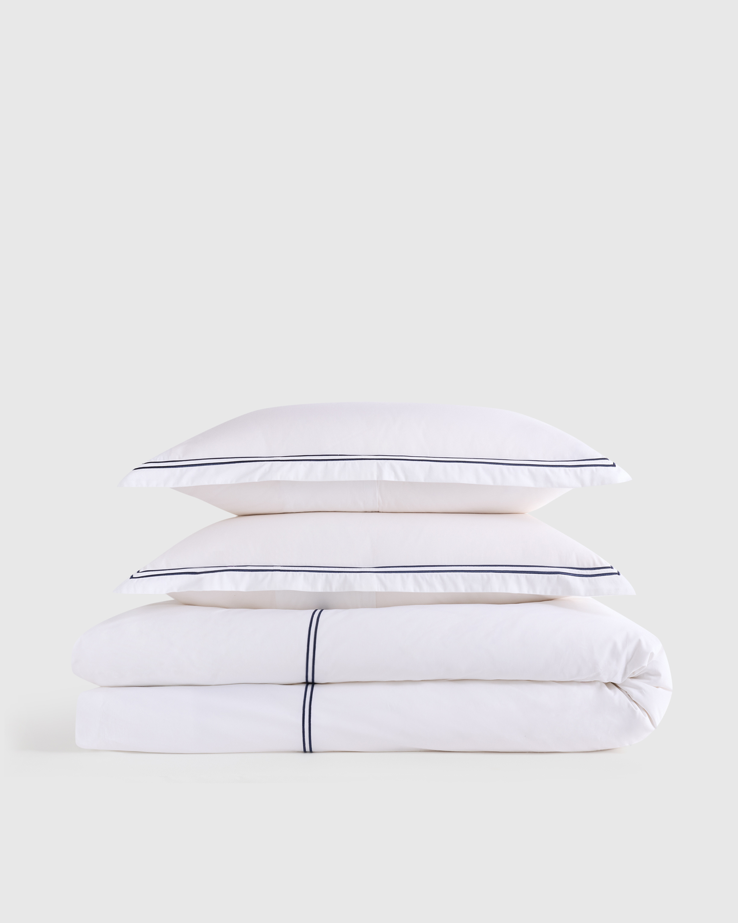 Classic Organic Percale Embellished Duvet Cover Set