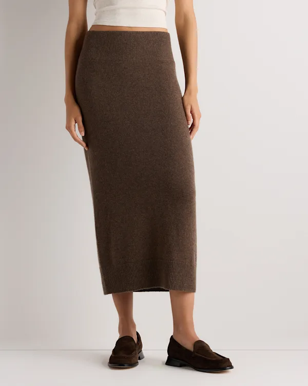 Mongolian Cashmere Fitted Midi Skirt