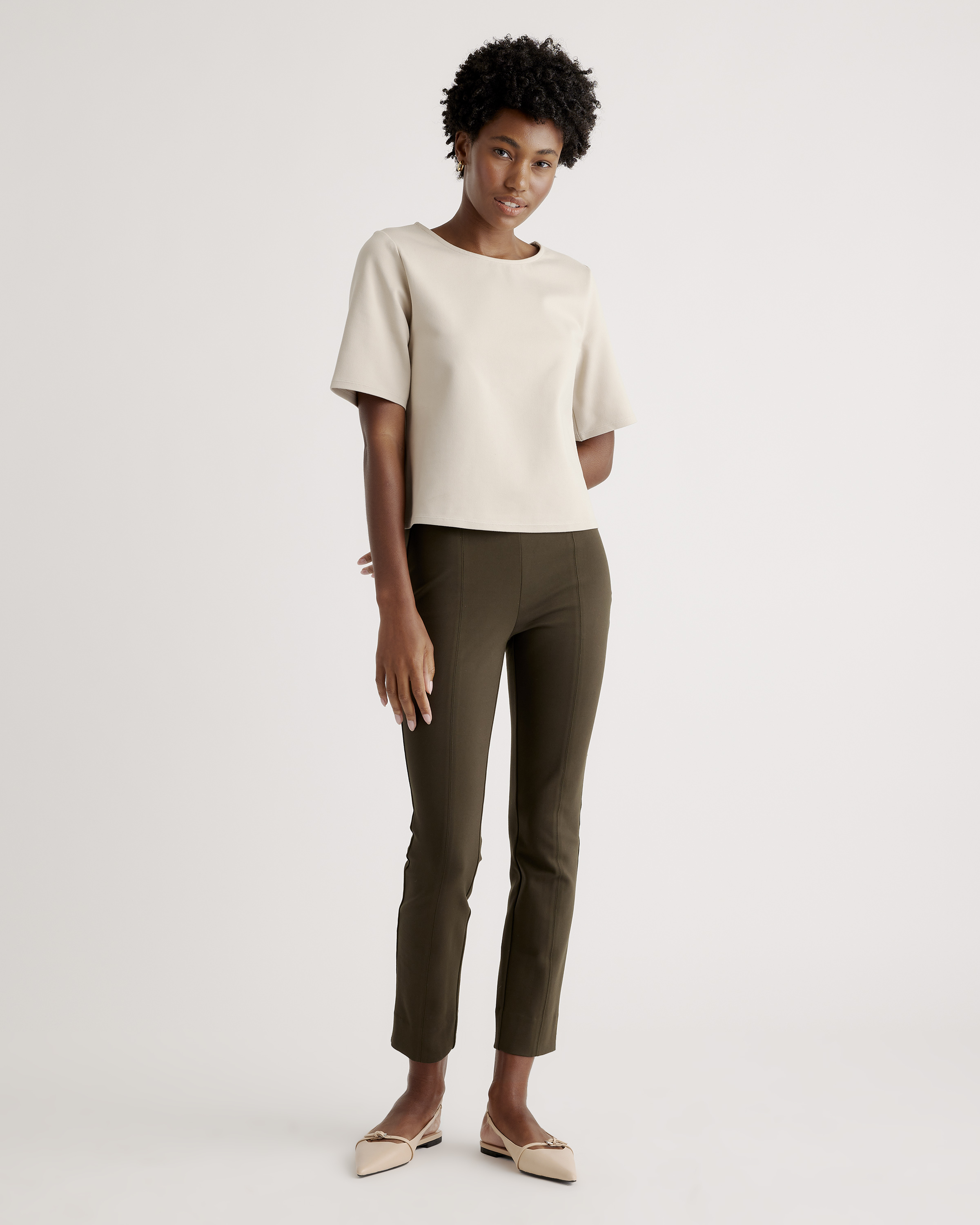 Ultra-Stretch Ponte Pintuck Ankle Pants - 27 display picture 1
