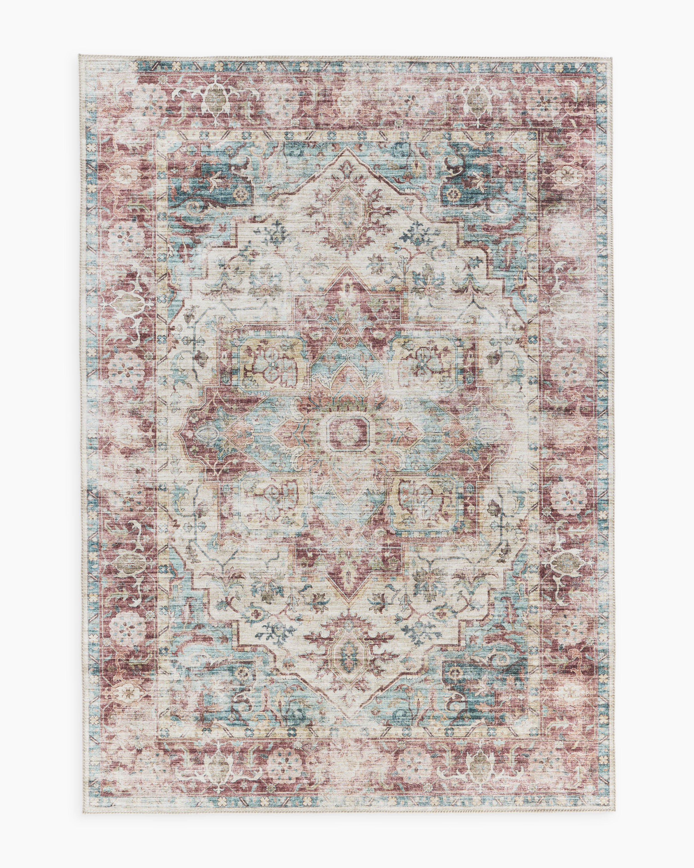 Quince Clara Rug In Red/teal/navy