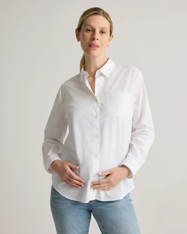 100% Organic Cotton Poplin Maternity Long Sleeve Shirt
