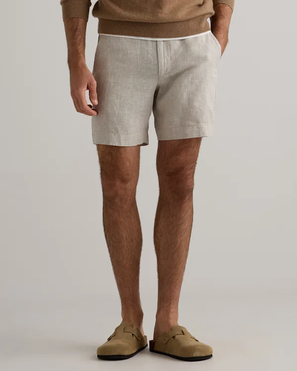 100% European Linen Trouser Shorts - 7"