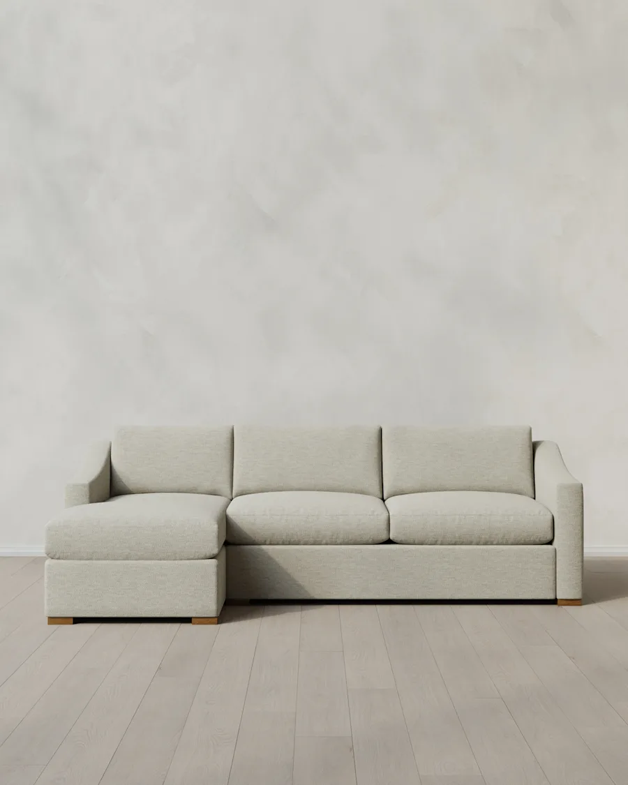 Hollis Slope Arm Chaise Sectional 112in Left Arm Performance Basketweave Flax