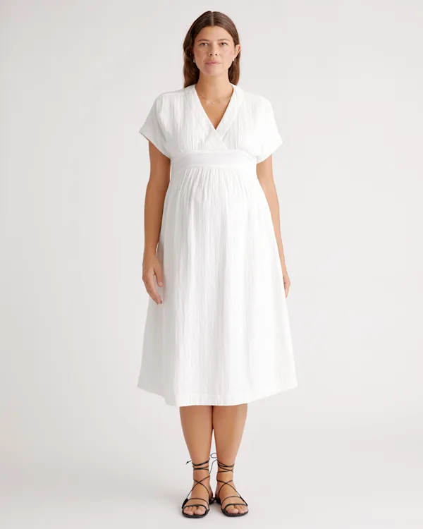 Organic Cotton Gauze Maternity Midi Dress