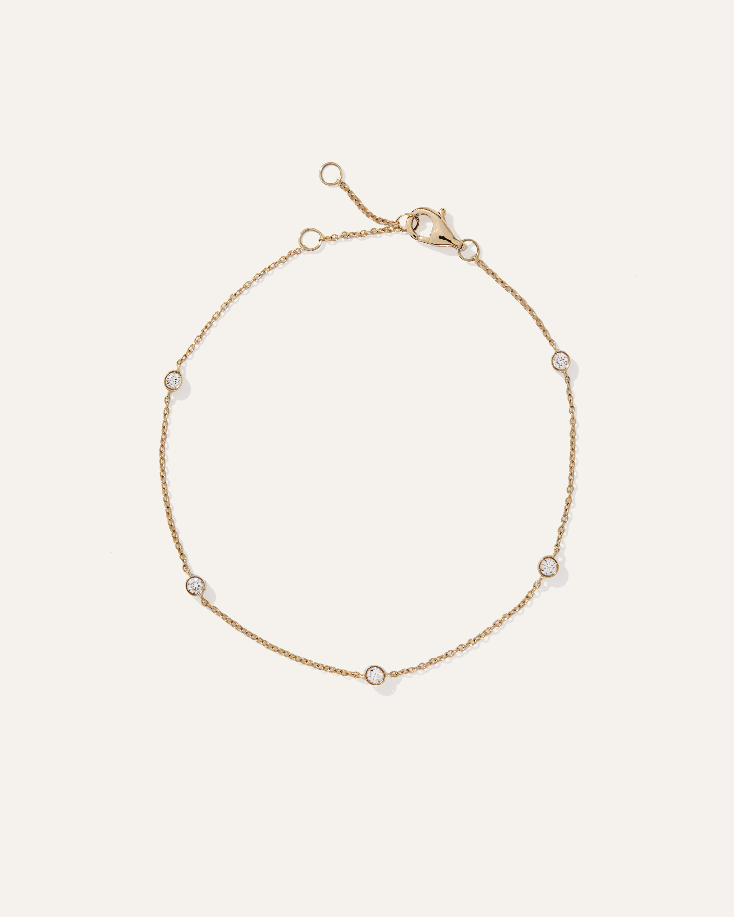 14K Gold Diamond Bezel Station Bracelet