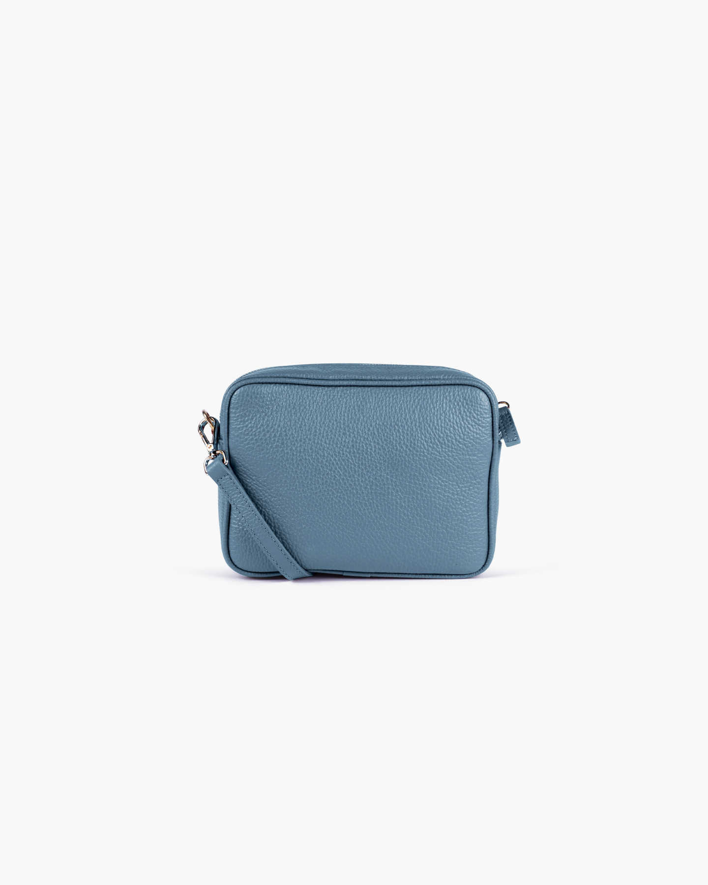 Italian Leather Crossbody Bag - Dusty Blue - 6