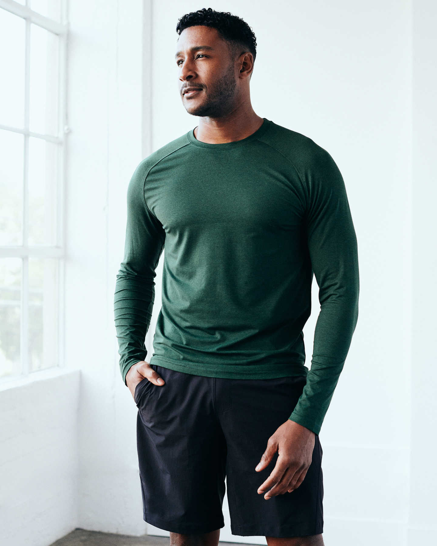 Flowknit Ultra-Soft Performance Long Sleeve Tee - Olive - 10 - Thumbnail