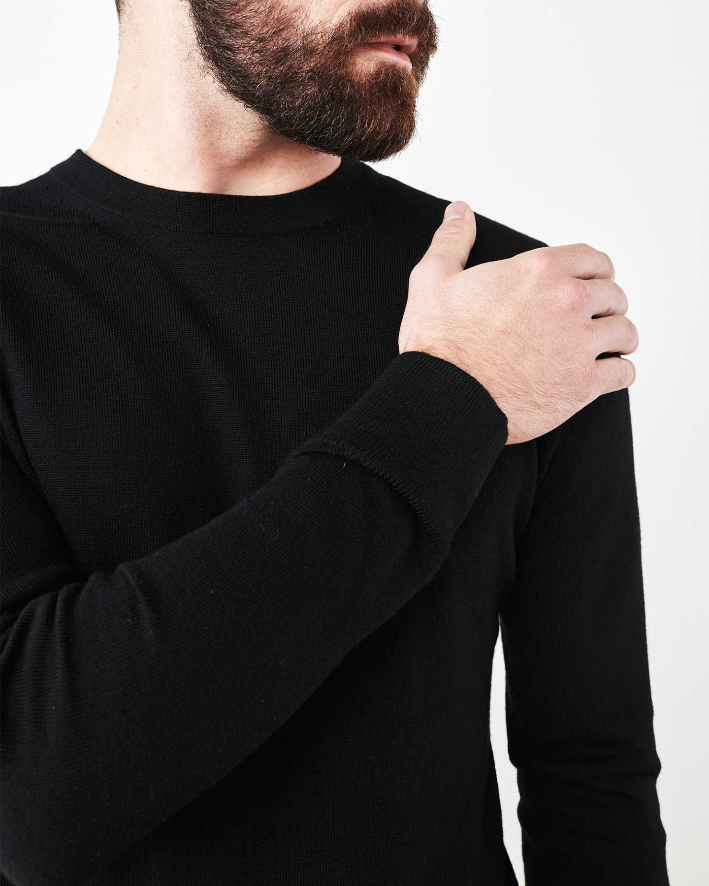Australian Merino Wool Crew Sweater - Black - 7 - Thumbnail