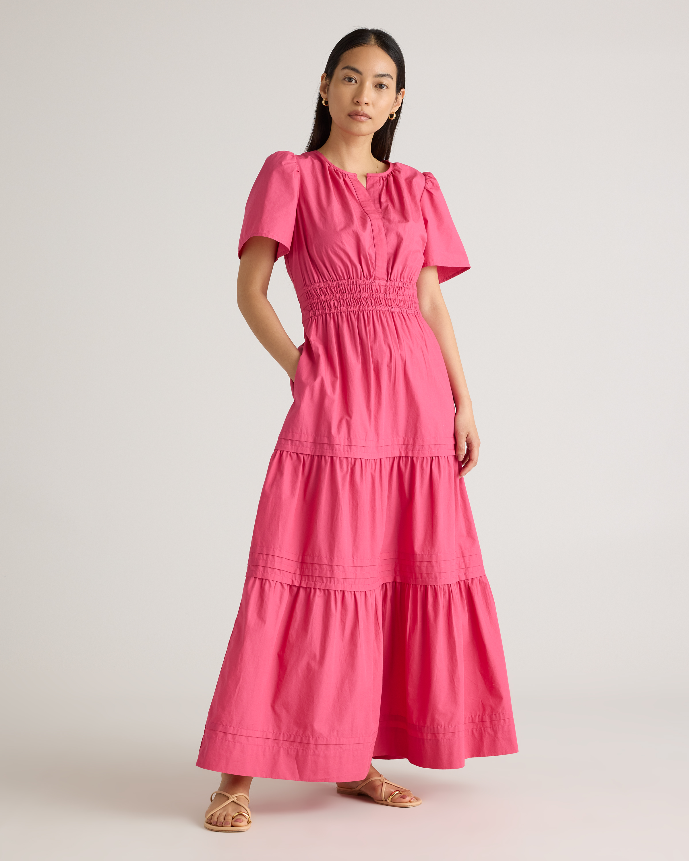 Quince Women's Tiered Maxi Dress In Pink