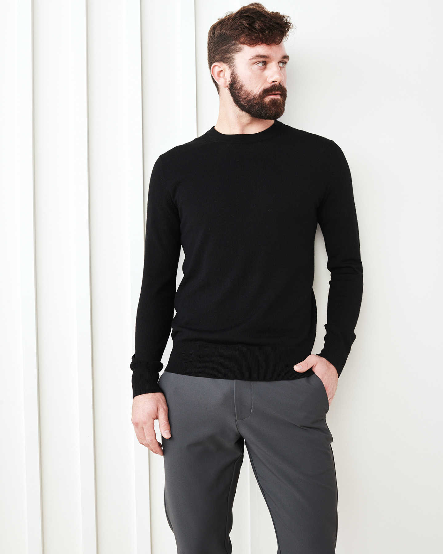 Australian Merino Wool Crew Sweater - Black
