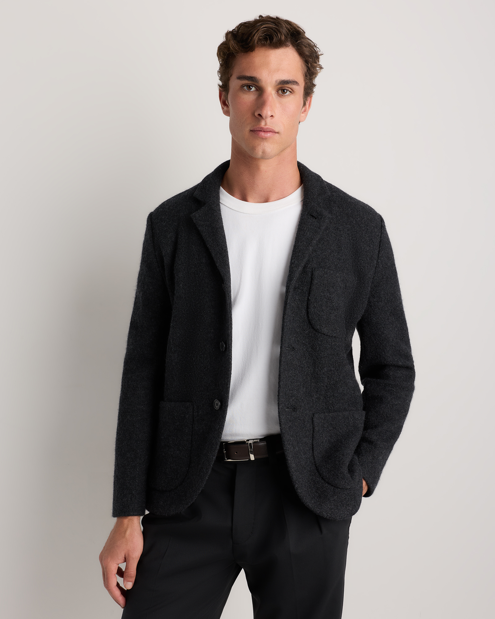 Boiled Wool Cashmere Blazer