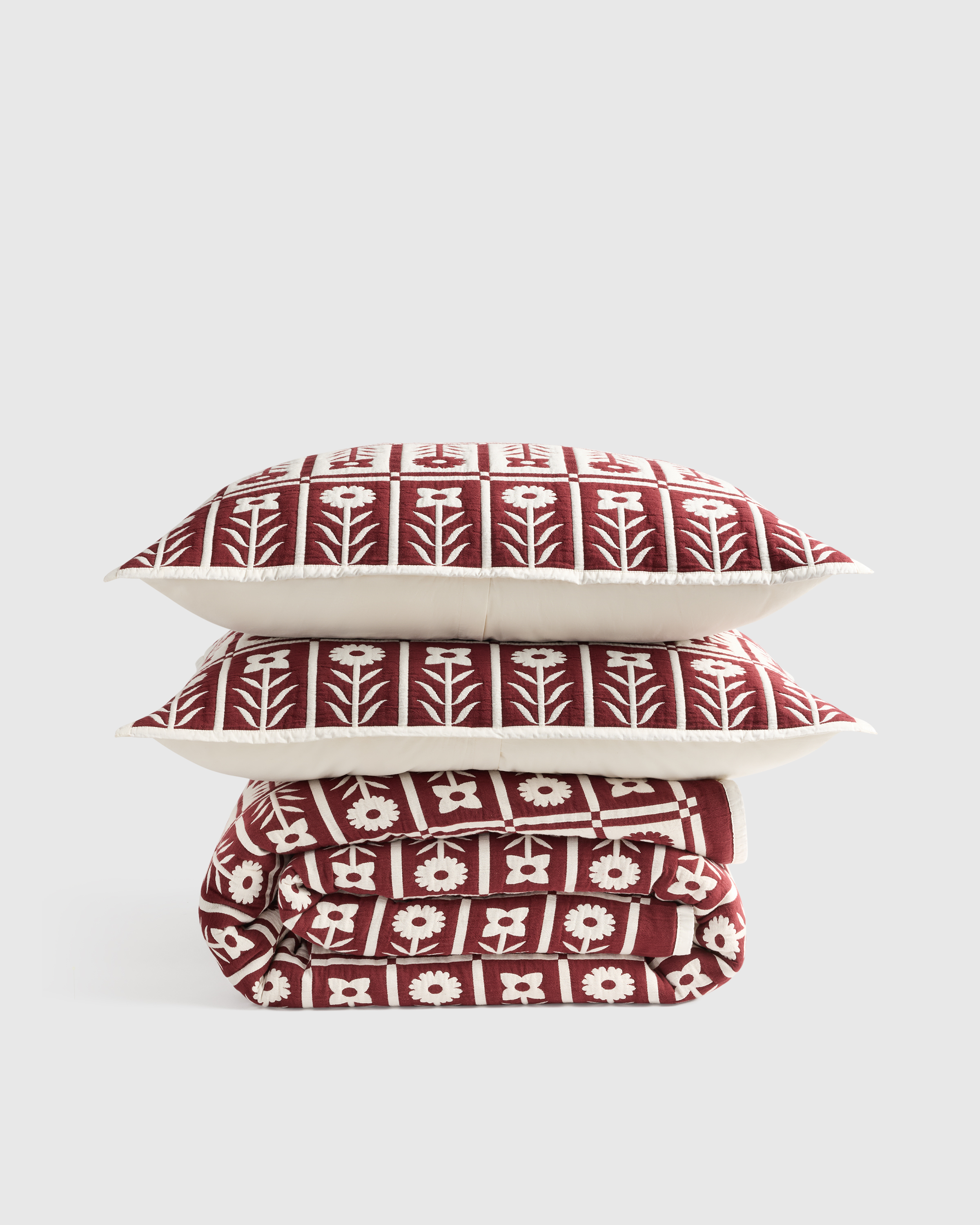 Organic Cotton Jacquard Floral Coverlet Set