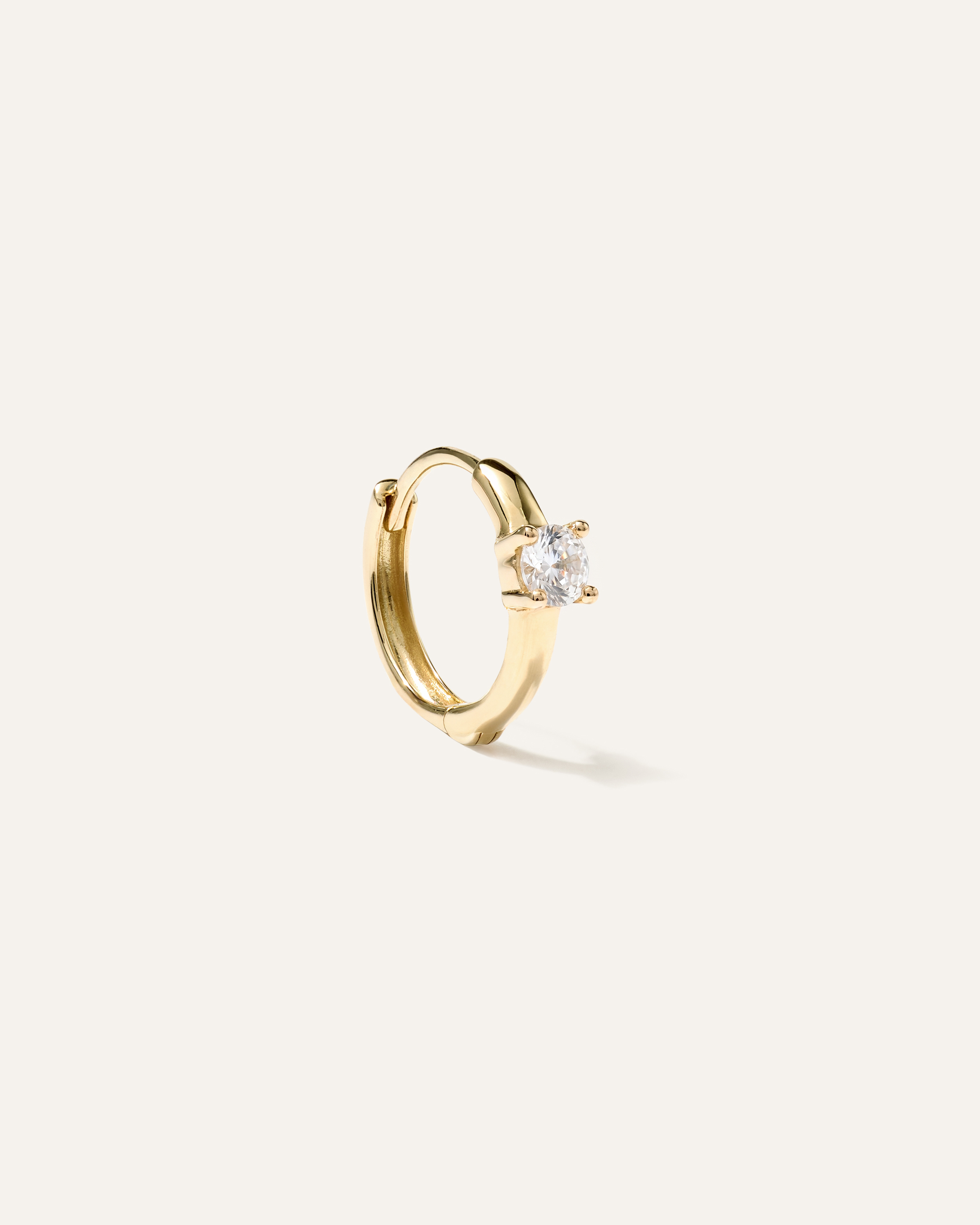 14K Gold Gemstone Tiny Huggie - Single