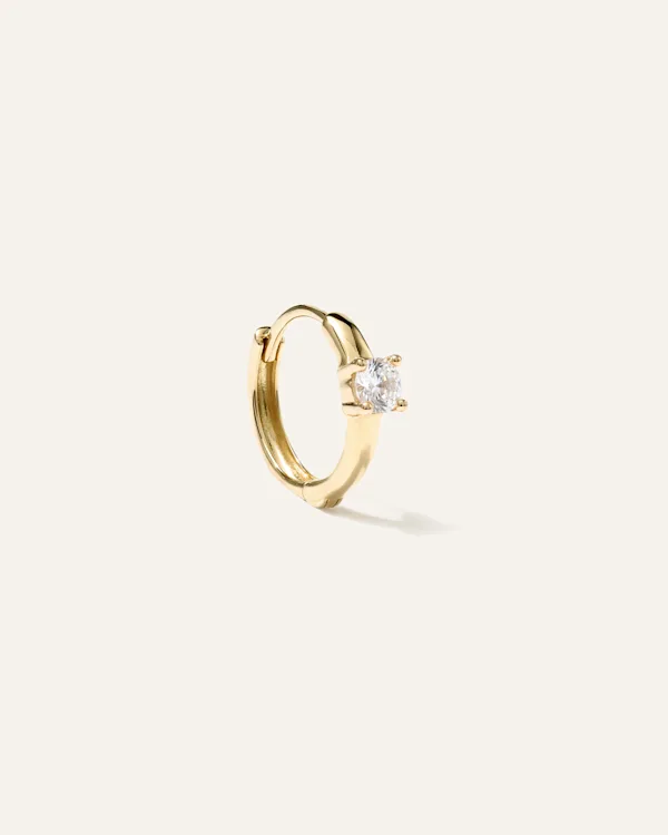 14K Gold Gemstone Tiny Huggie - Single