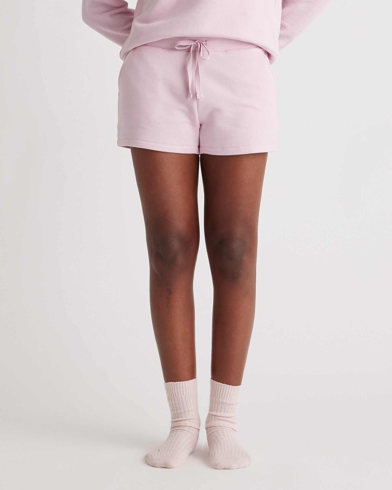 Quince Women's Supersoft Fleece Shorts In Petal Pink