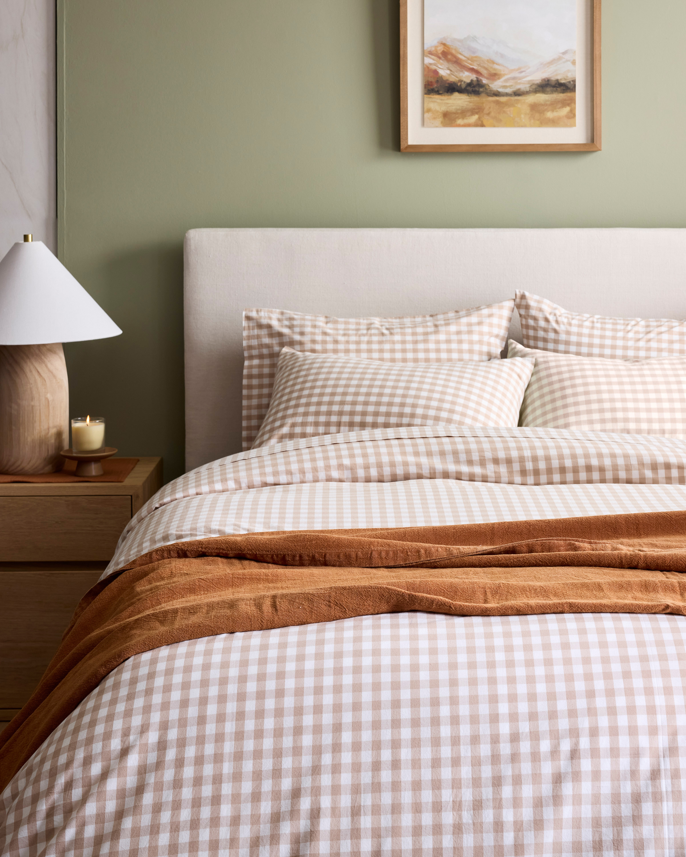 Classic Organic Percale Gingham Duvet Cover Set - thumbnail 4