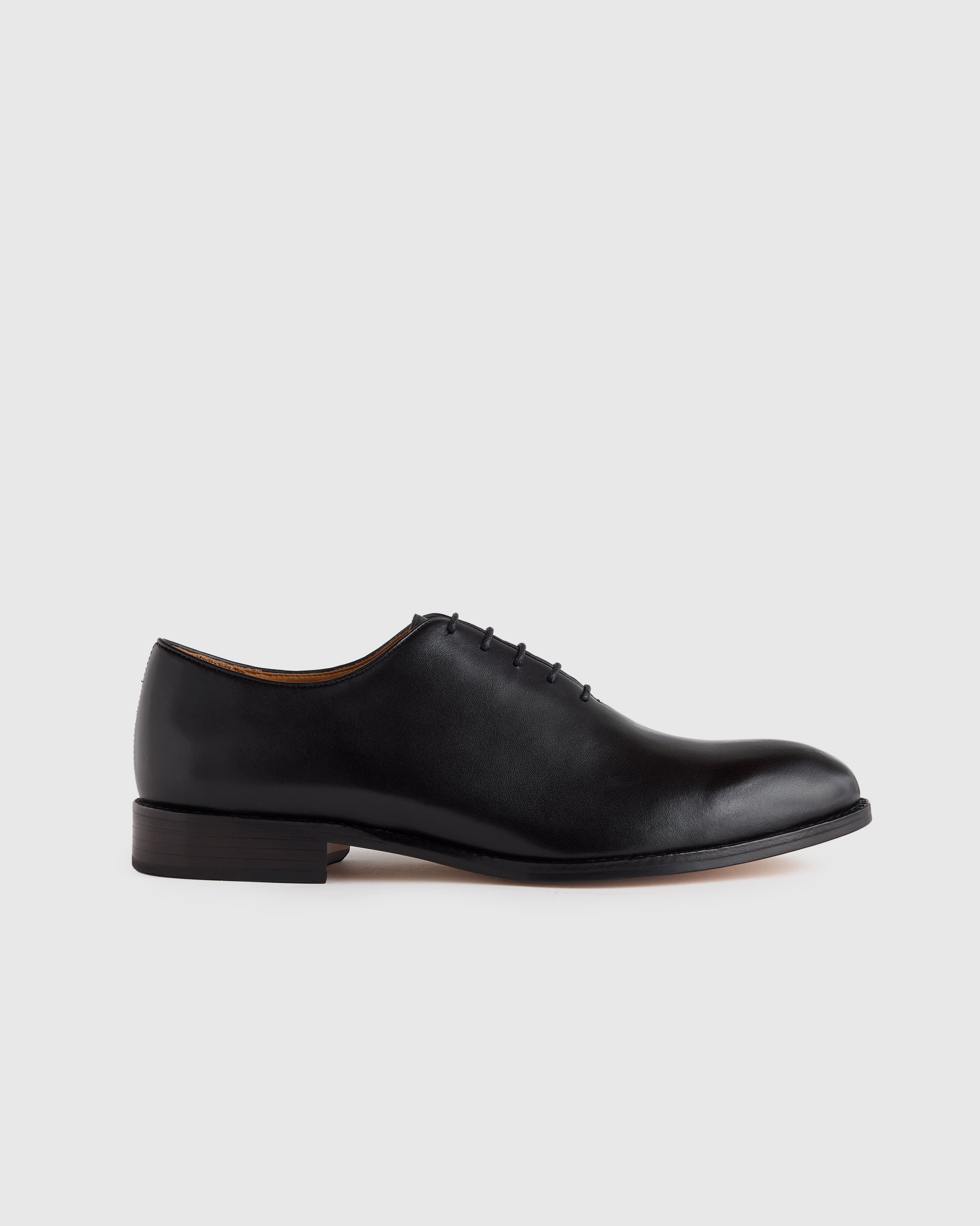 Calfskin Leather Plain Toe Oxford in Brandy