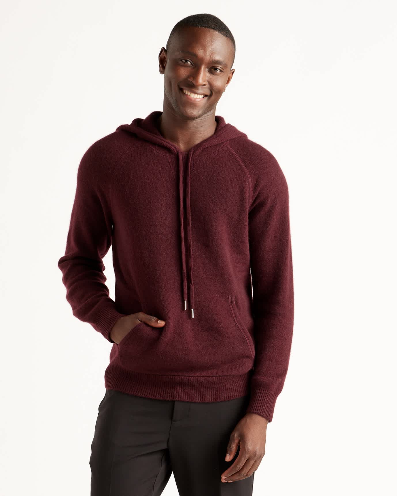 Mongolian Cashmere Pullover Hoodie - Burgundy