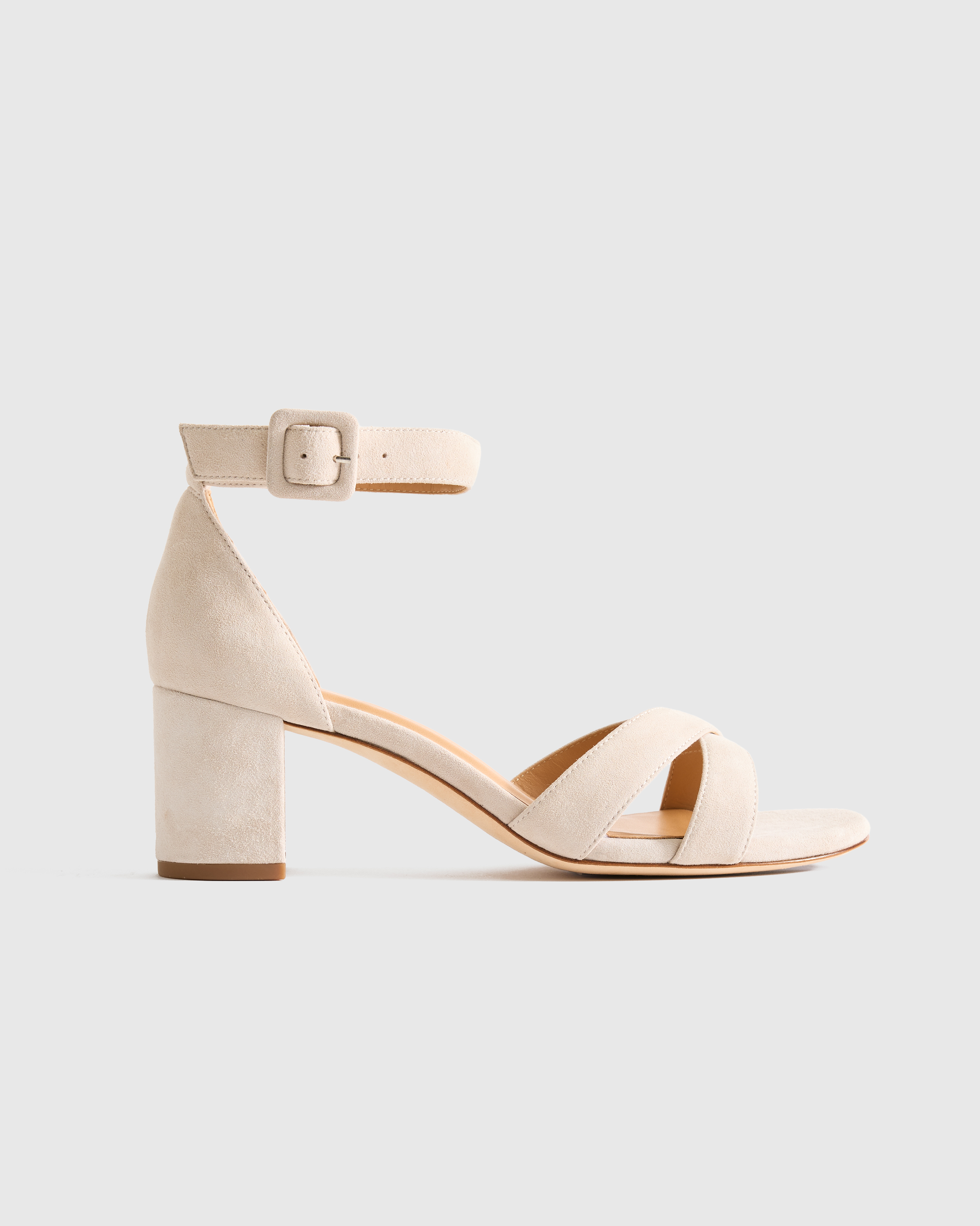 Italian Leather Crisscross Block Heel Sandal