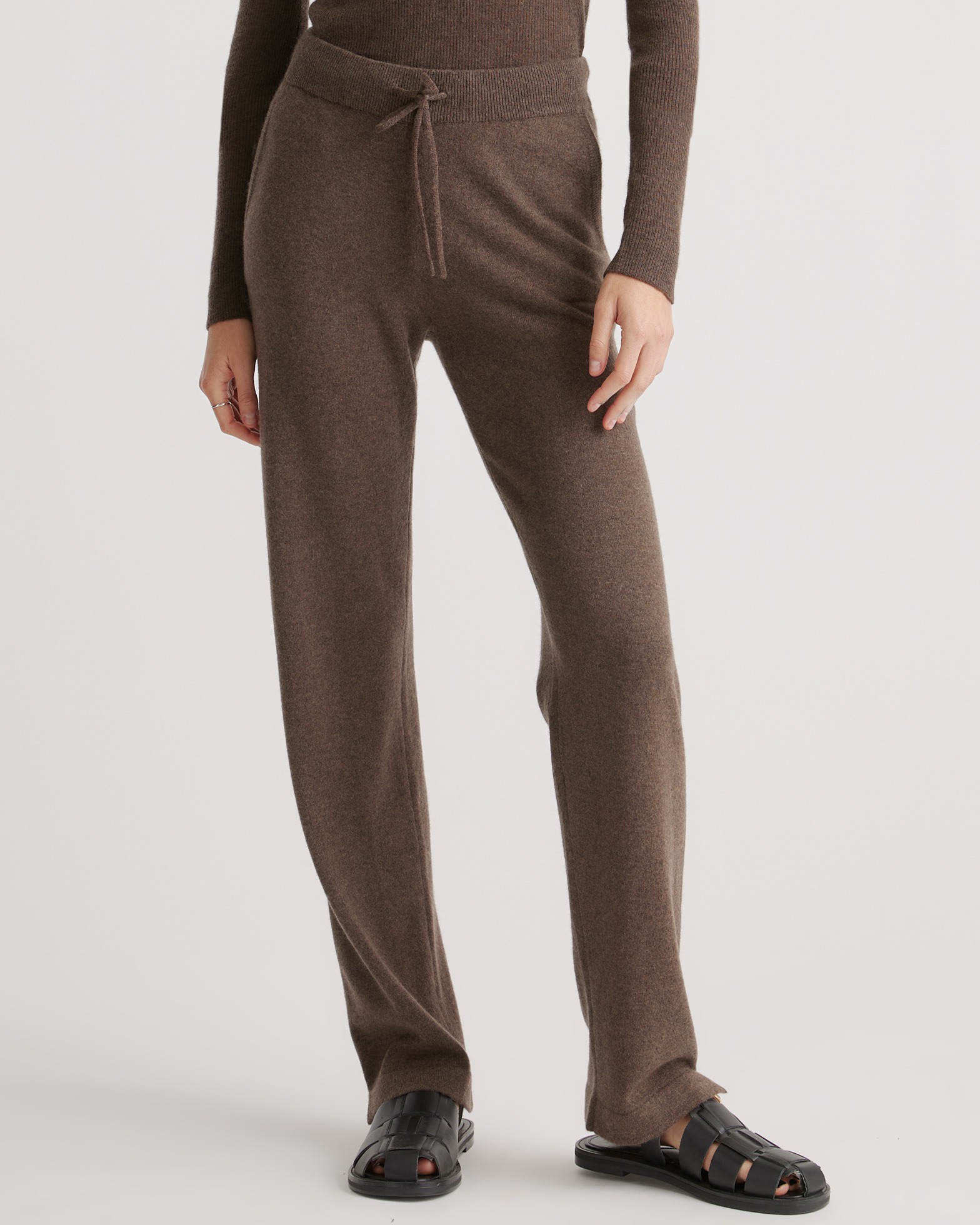 quine-cashmere-chocolate-brown-faux-leather-pant — bows & sequins
