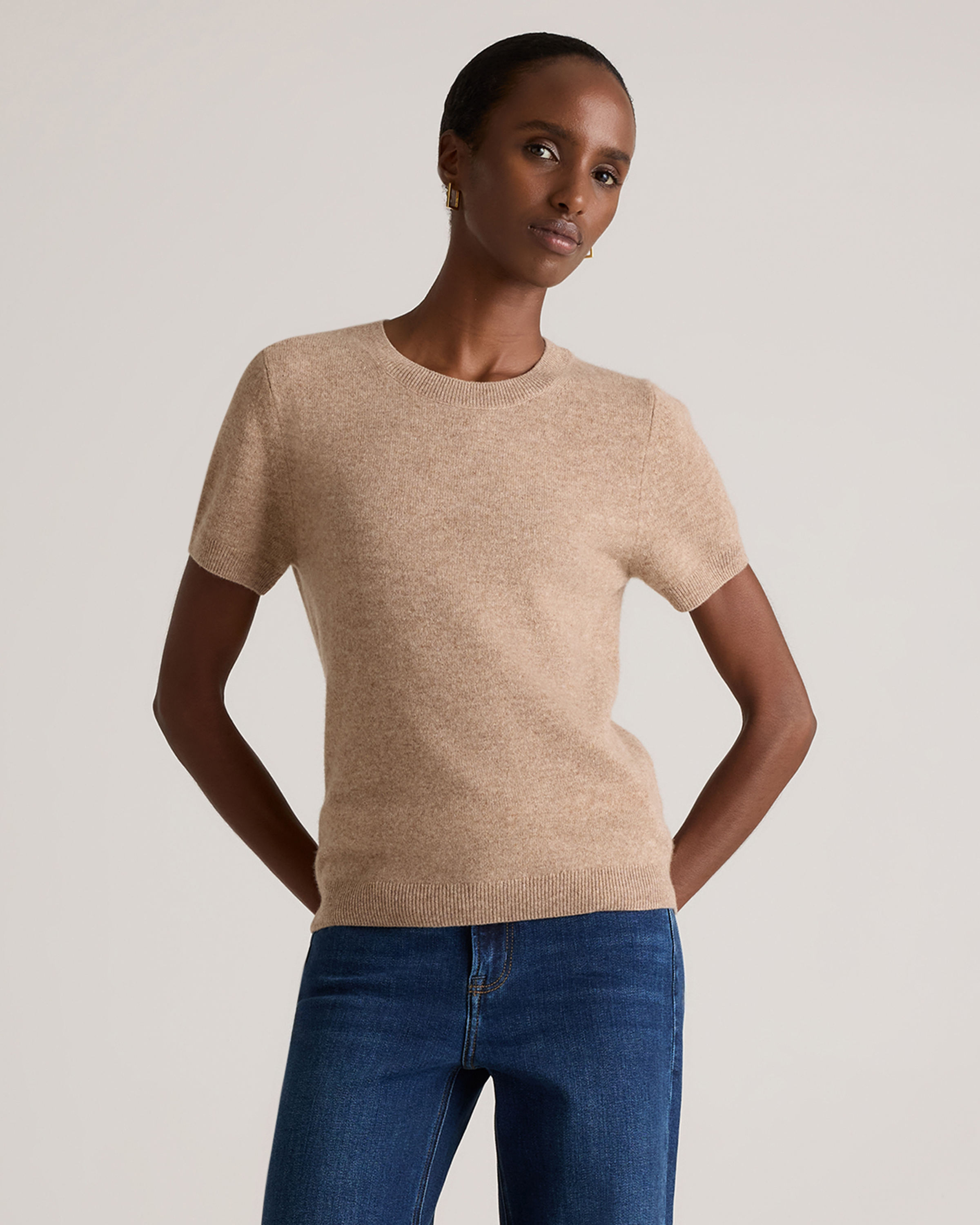 Mongolian Cashmere Tee in Brown
