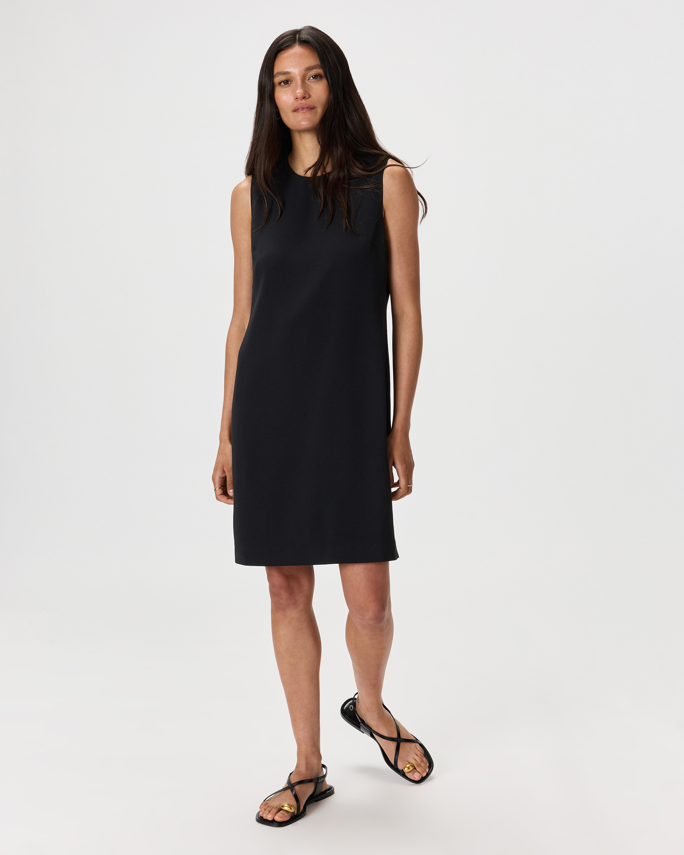 Fluid Crepe Sleeveless Shift Dress