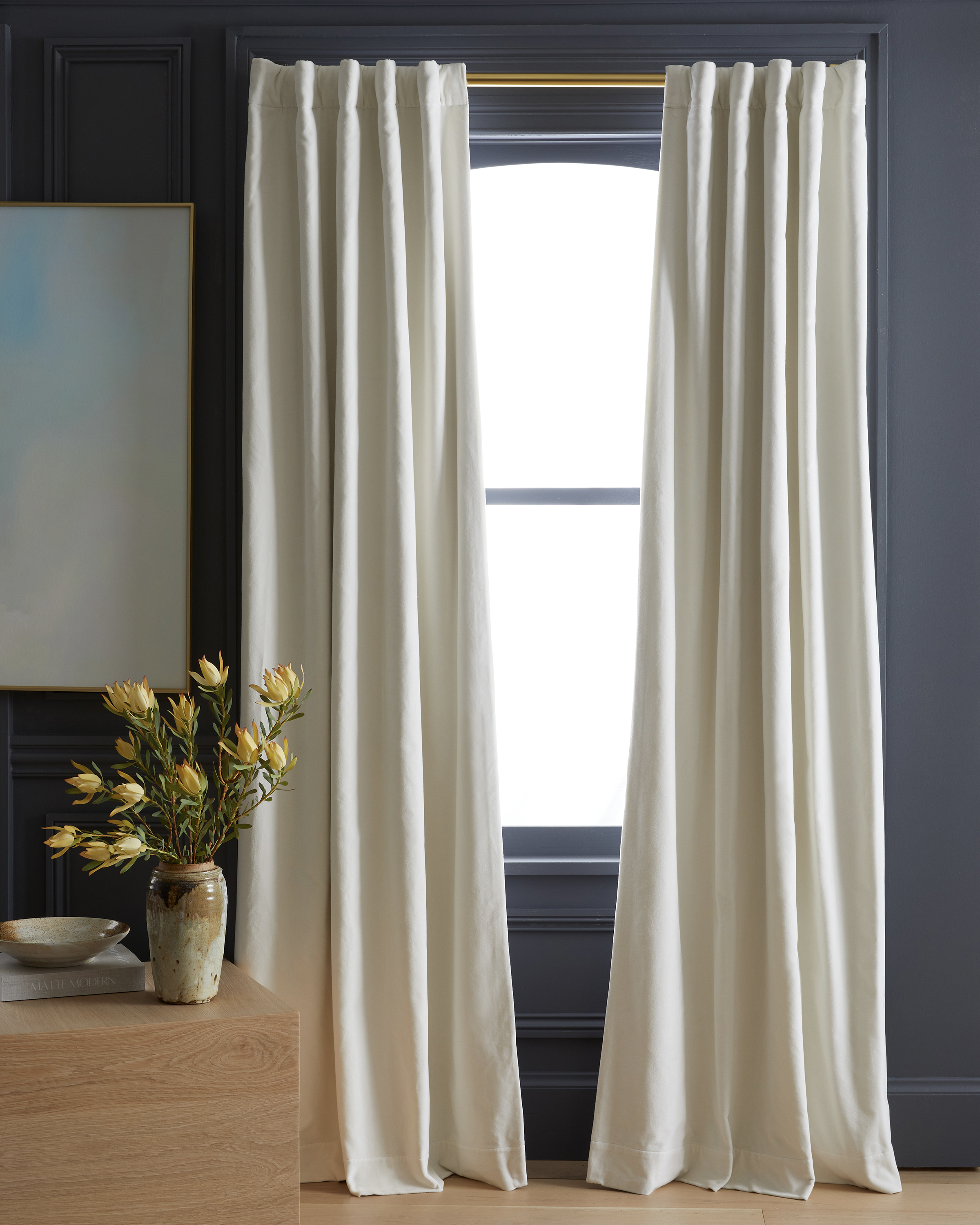 Quince Cotton Velvet Blackout Curtain In Ivory
