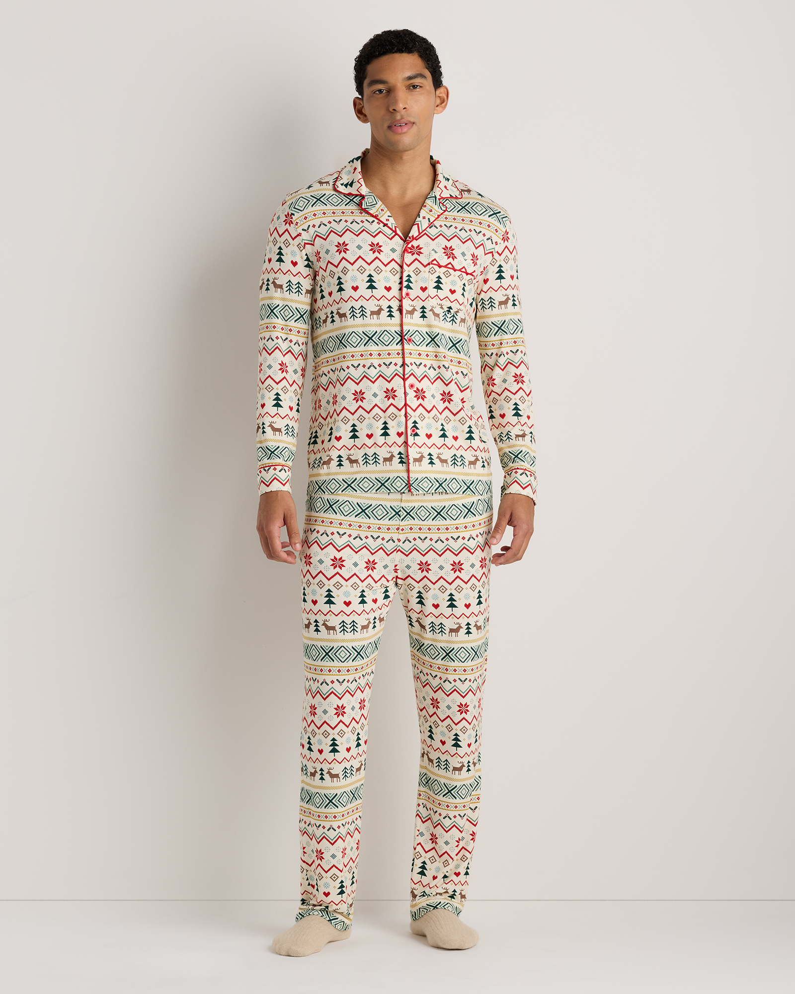 Bamboo Jersey Long Sleeve Pajama Set in Fairisle Scene :)