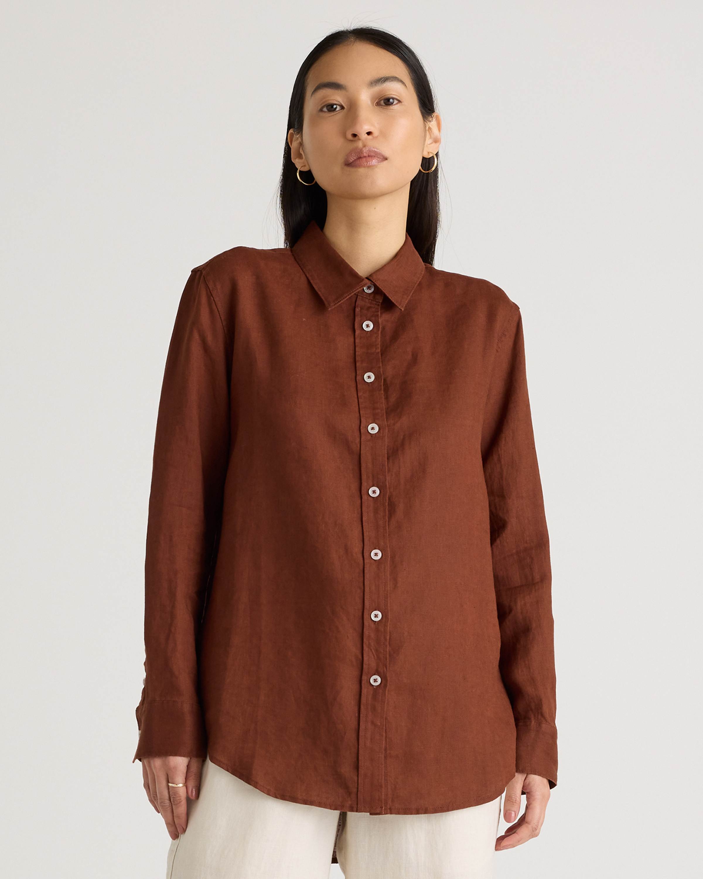 Shop Quince Women's Long Sleeve Shirt In Chocolate