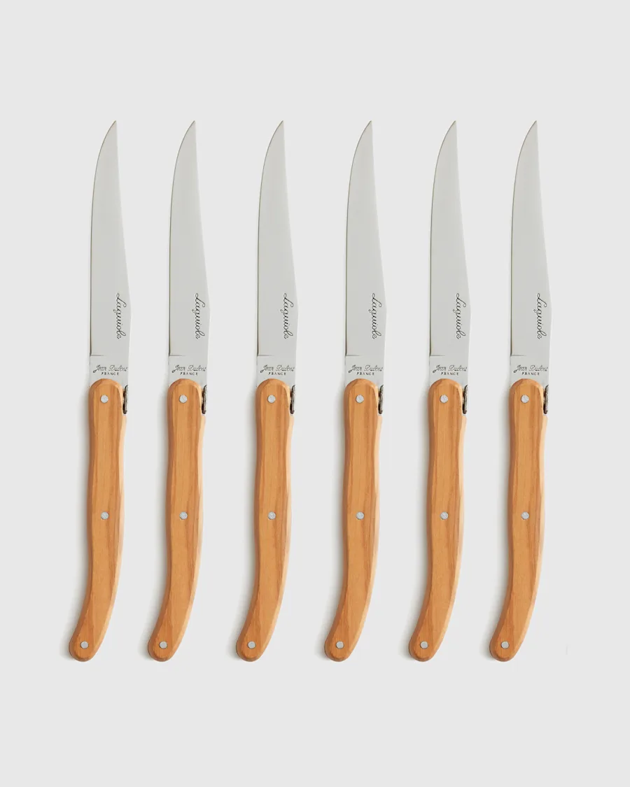 Jean Dubost Laguiole Olivewood Steak Knives Set of 642048 EDITED Knife Set