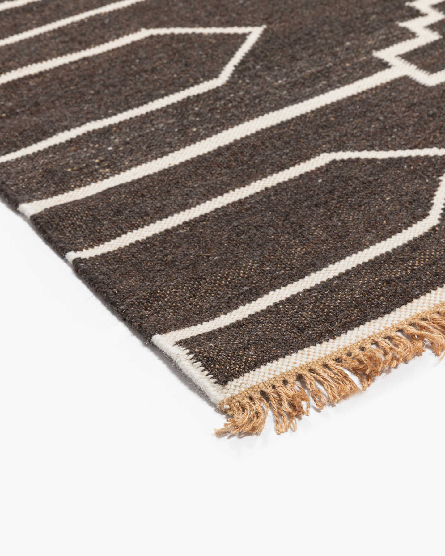 Kezia Wool Flatweave Rug - Hickory/White - 3 - Thumbnail