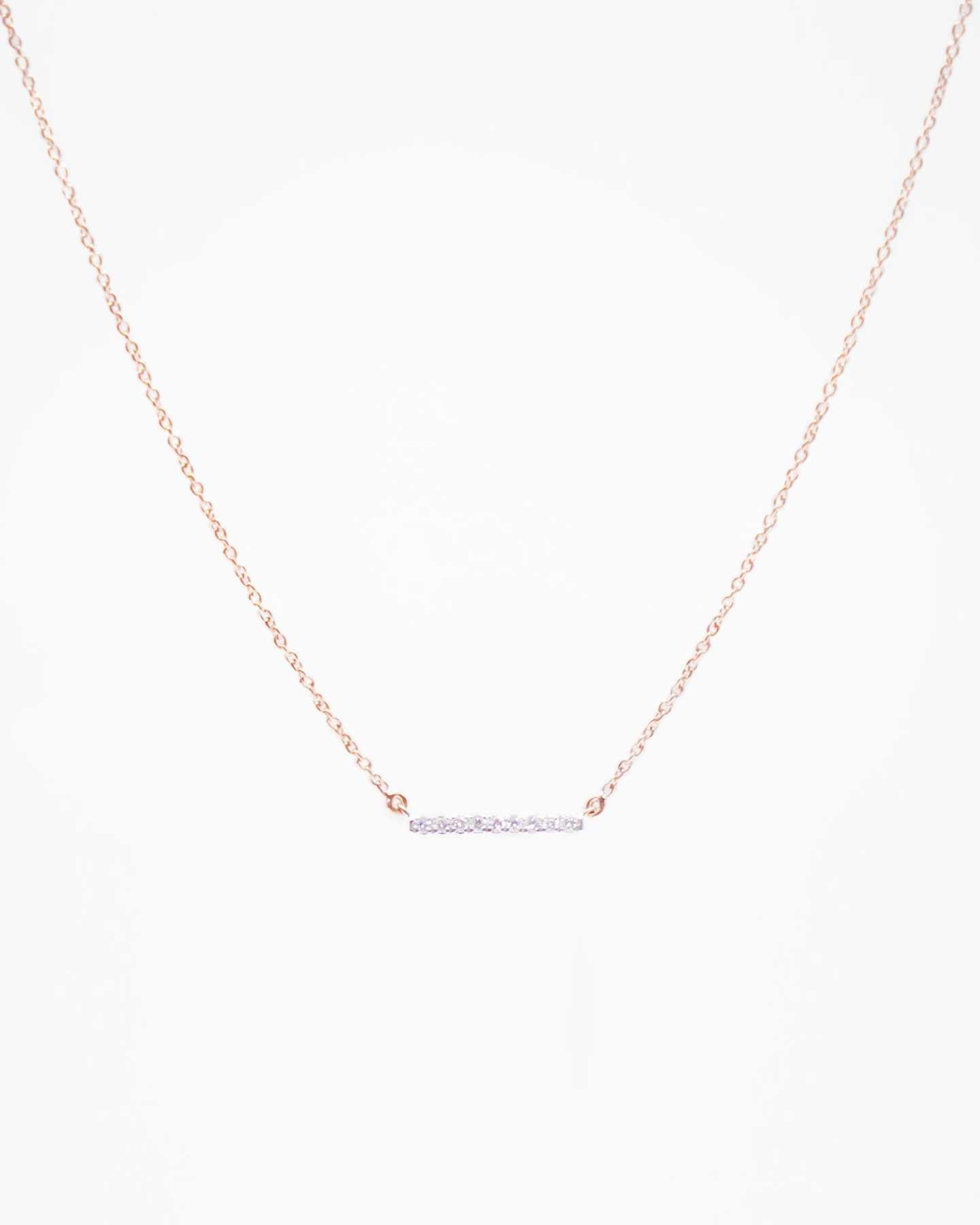 diamond bar necklace in rose gold