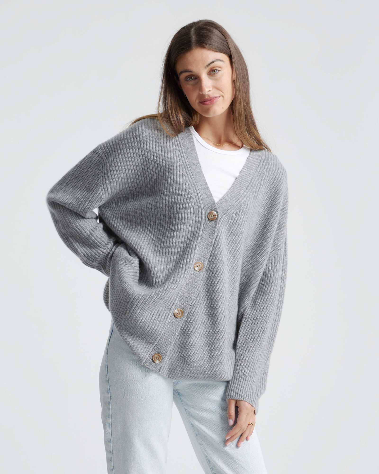 Mongolian Cashmere Oversized Boyfriend Cardigan Sweater