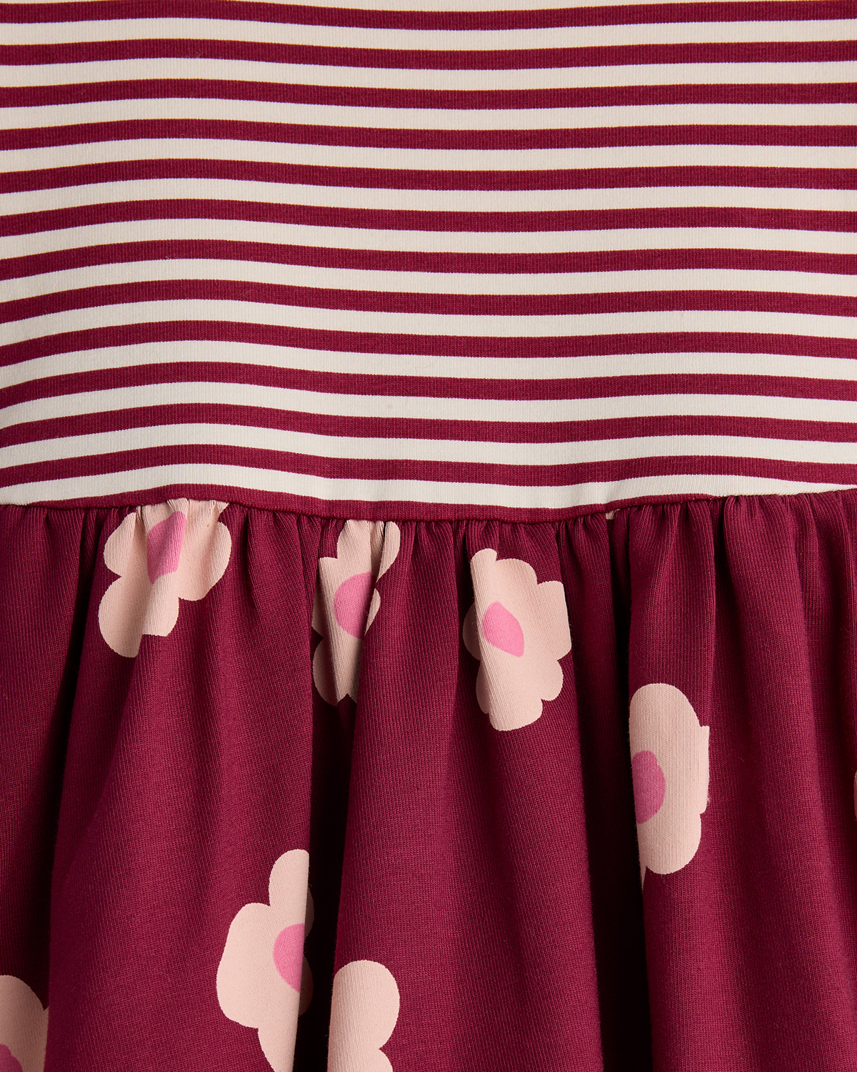 Dancing Daisy Burgundy Stripe