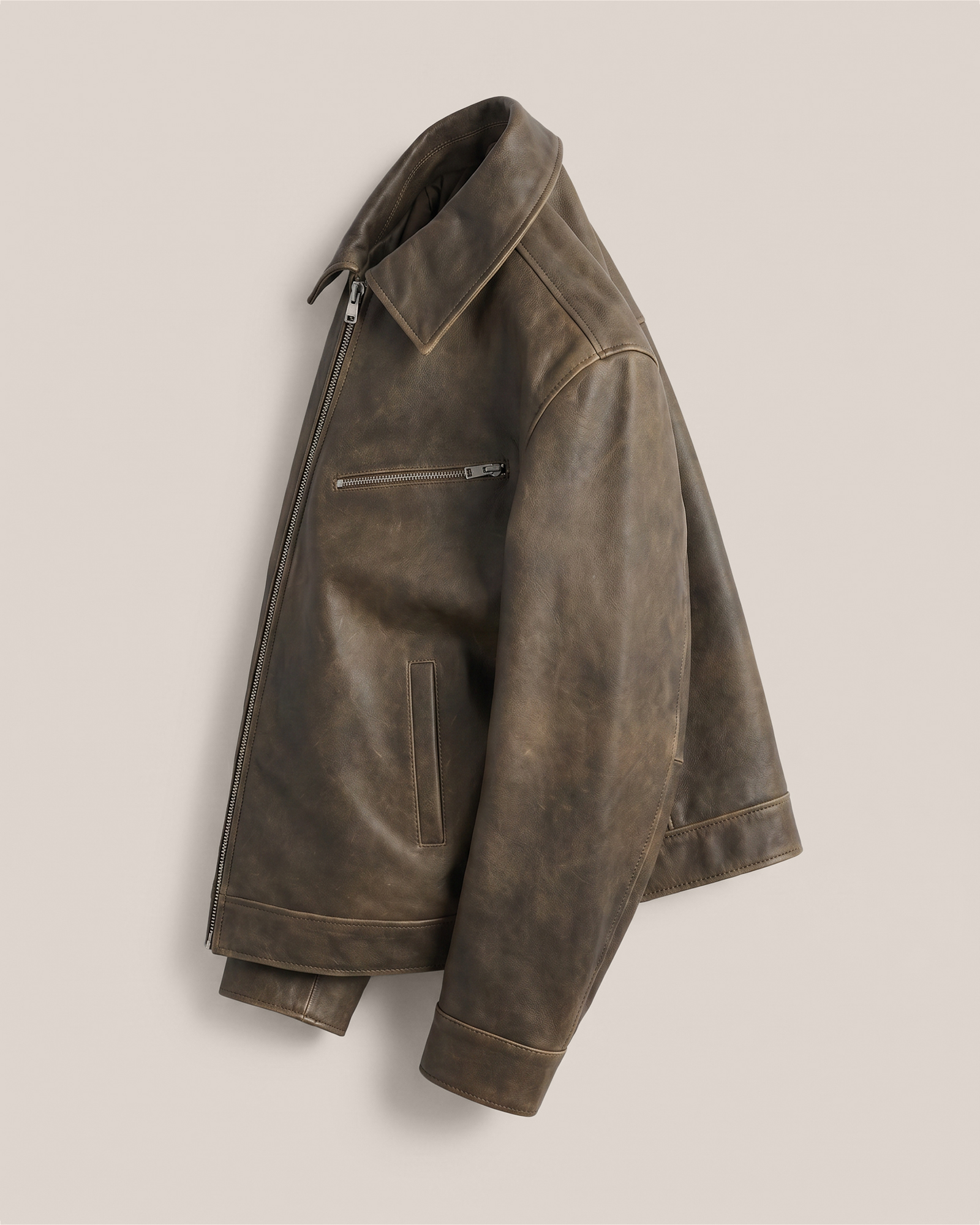 100% Leather Oversized Bomber Jacket