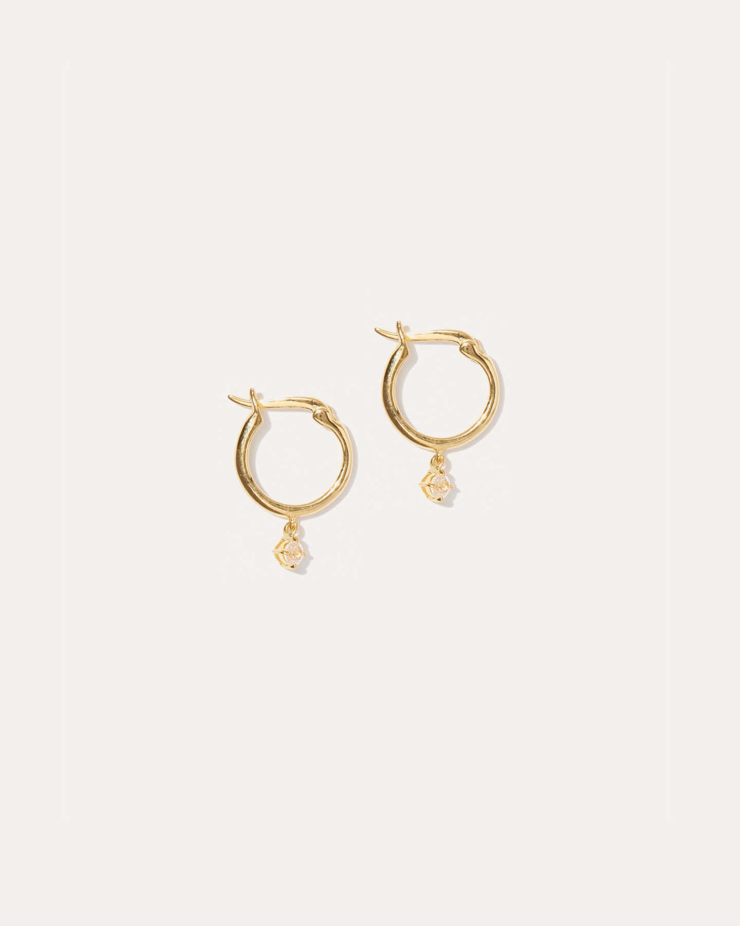 You May Also Like - White Sapphire Drop Hoops - Gold Vermeil