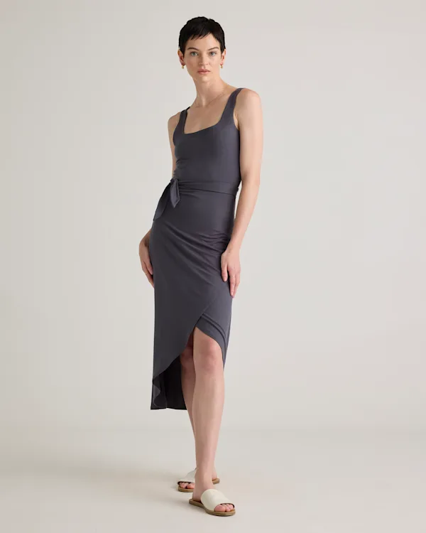 Tencel Jersey Side Tie Midi Dress