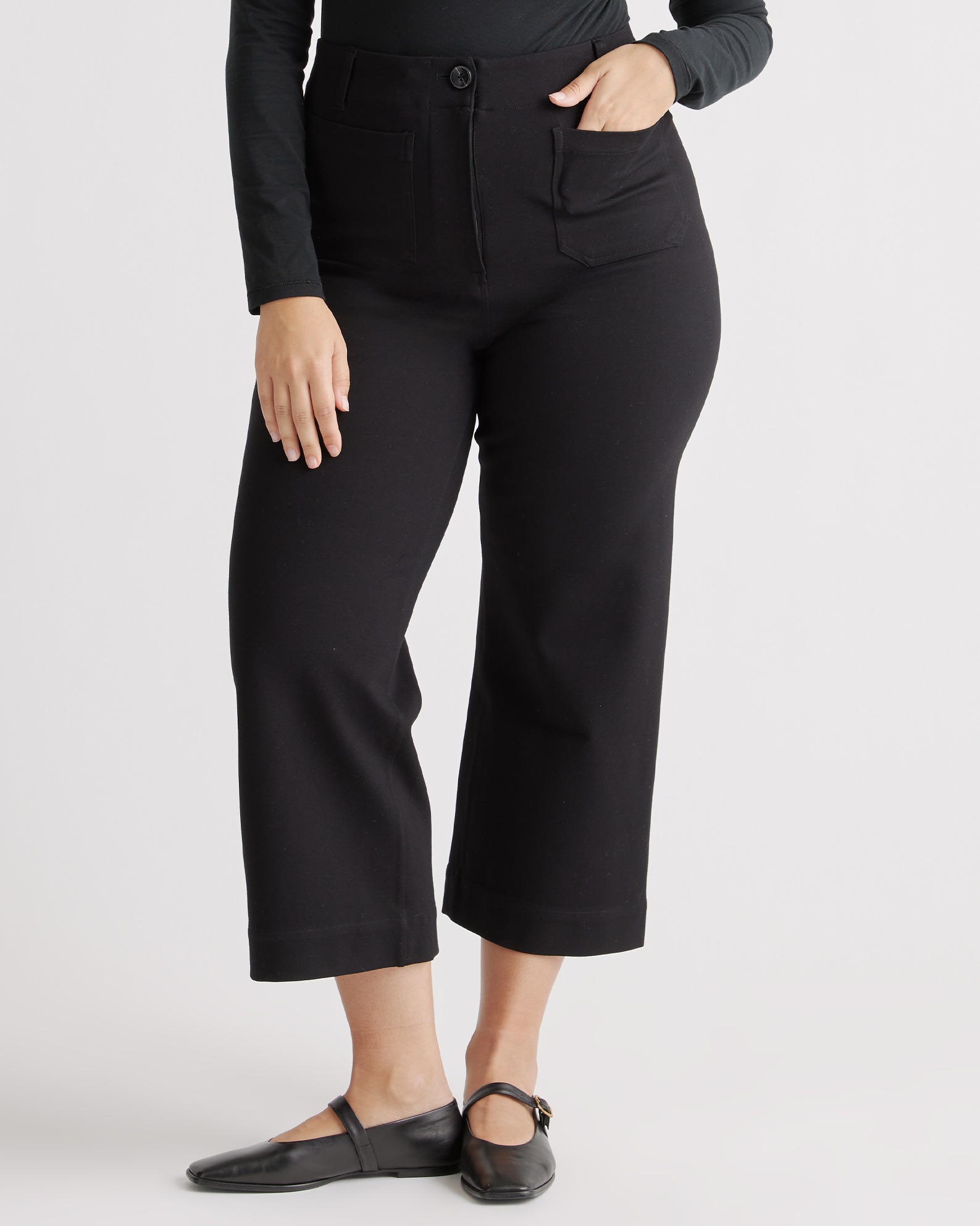 Quince, Pants & Jumpsuits, Quince Ultrastretch Ponte Super Wide Leg Ankle  Pant In Ecru Large Nwt